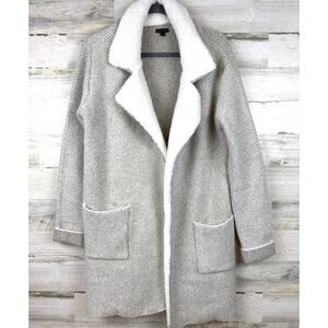 Coco + Carmen Womens L/XL Gray Knit Cardigan Sweater Jacket Cozy Winter Wool